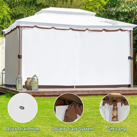 Jearey 1313 Ft X 984 Ft 13 Ft X 10 Ft Patio Gazebo Rectangle Beige And Brown Splicing Metal