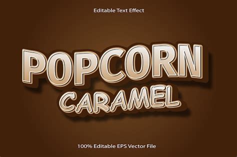 Premium Vector Popcorn Caramel Editable Text Effect 3d Emboss Cartoon