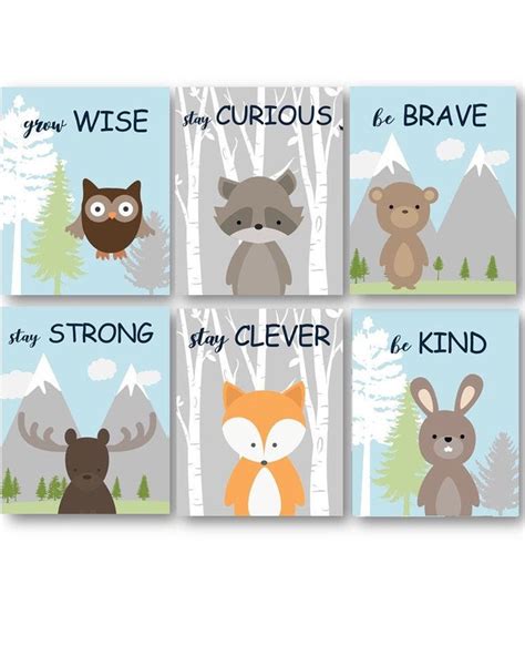 Woodland Nursery Wall Art Woodland Animals Nursery Art - Etsy | Woodland nursery wall art ...