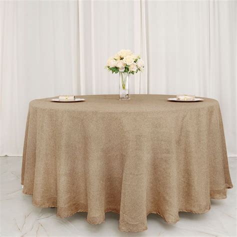 120 Natural Jute Seamless Faux Burlap Round Tablecloth Boho Chic Table Linen Burlap