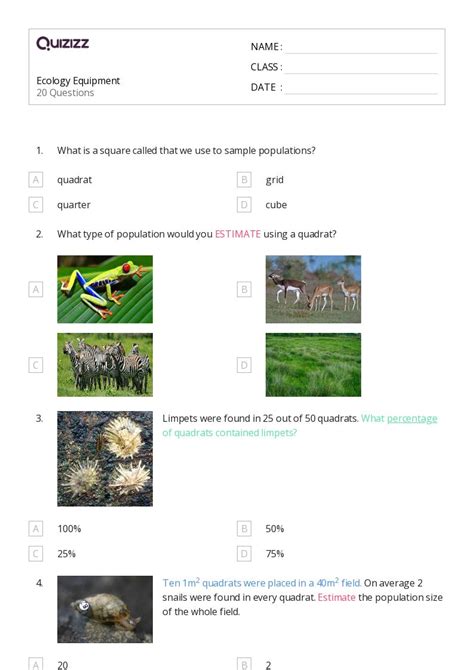 50 Ecology Worksheets For 10th Class On Quizizz Free And Printable