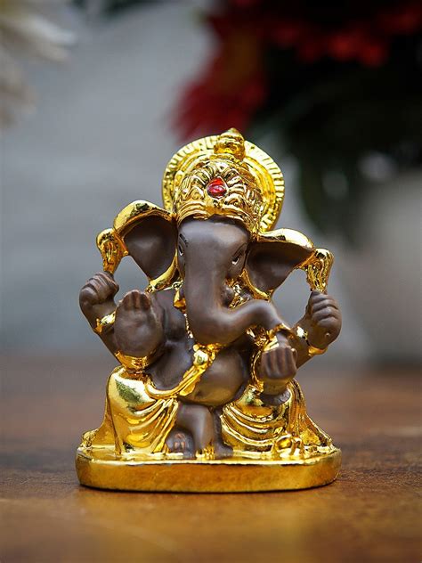 Buy StatueStudio Gold Toned Textured Lord Ganesh Idol Showpieces