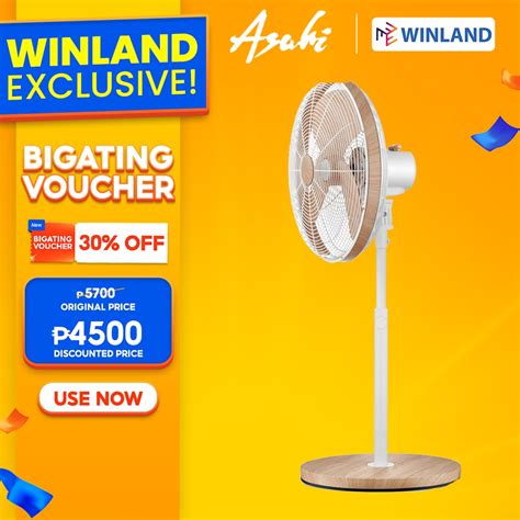 Asahi By Winland Asahi By Winland Retro Wooden Stand Fan 16 Electric