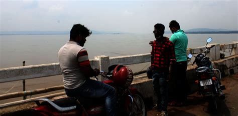 Peoples are enjoying the flood waters of the mahanadi river