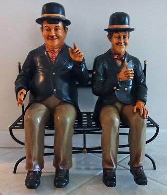 LAUREL AND HARDY STATUES ON A BENCH, 25" TALL | #456352590