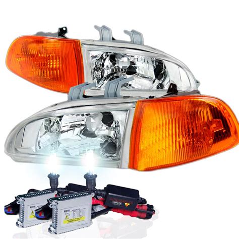 Hid Xenon Honda Civic Jdm Chrome Crystal Headlights Corner