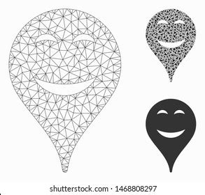 Mesh Pleasure Smiley Map Marker Model Stock Vector Royalty Free