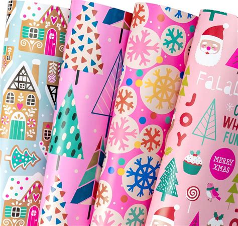 Wrapaholic Christmas Wrapping Paper Sheet Sheets Pink Chrismas