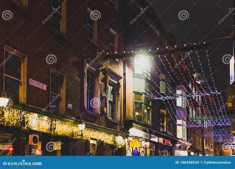 Christmas Lights Adorning Dublin`s City Center Editorial Image - Image ...