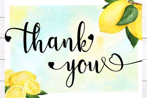 Lemon Citrus Watercolor Thank You Card Bridal Shower Bobotemp