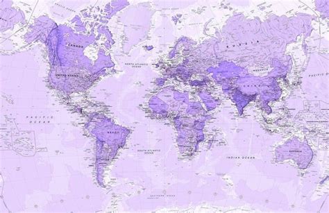 Purple World Map Wall Art