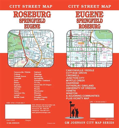 Eugene Springfield Roseburg Oregon Street Map Gm Johnson Maps