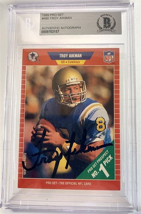 Nfl Pro Set Troy Aikman Rookie Auto Authentic Beckett