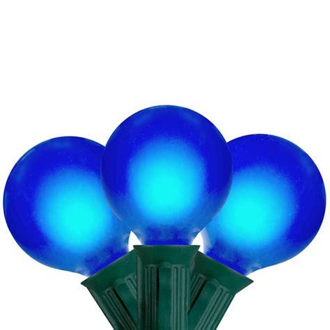 Northlight Set Of 15 Blue Satin G50 Globe Christmas Lights Green Wire