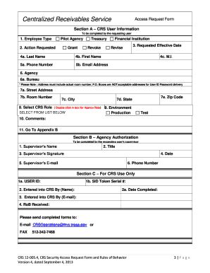 Fillable Online Fms Treas Centralized Receivables Service Security