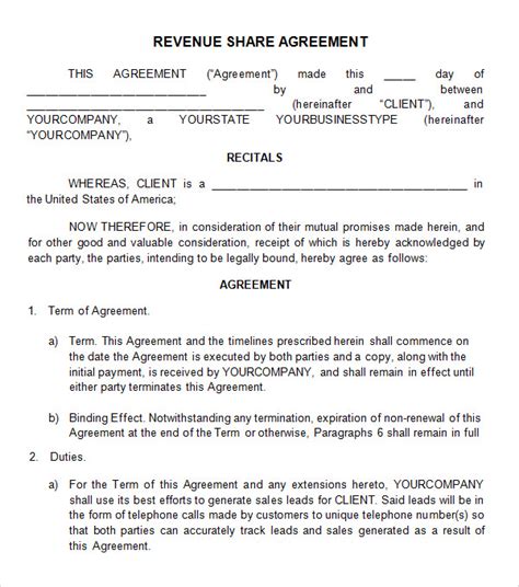 Revenue Share Contract Template