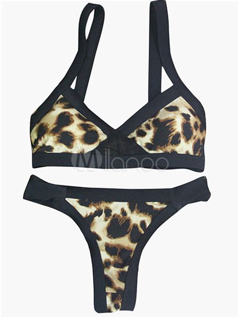 Leopard Print Wireless Sexy Lycra Spandex Women S Bikini Swimsuit