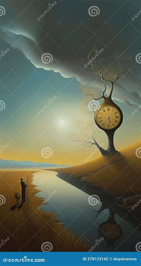 A Painting of a Man Standing in Front of a Clock. Generative AI Image. Stock Illustration ...