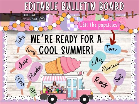 Summer Bulletin Board Ice Cream Truck Bulletin Board Cute Pastel Bulletin Cute Classroom Decor ...