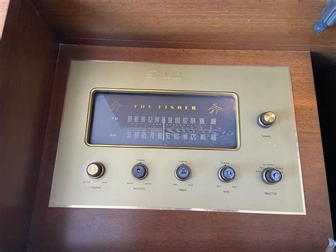 Mid Century Fisher Stereo Radio Console W Garrard Turntable EBay