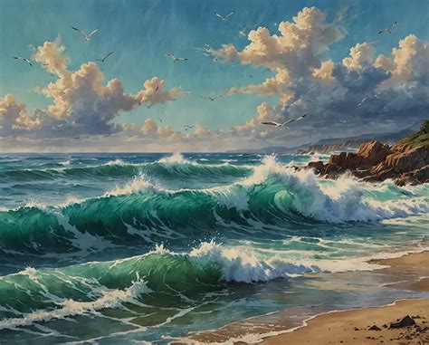 Ocean Watercolor Painting Painting | Art Of Paint By Numbers