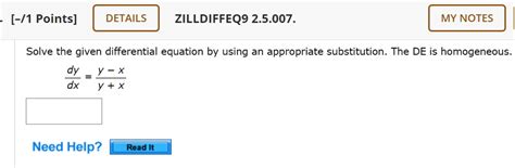 SOLVED DETAILS ZILL DIFF EQ 9 2 5 007 MY NOTES Solve The Given