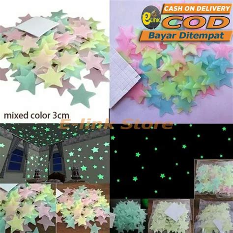 Stiker Hiasan Dinding Glow In The Dark Bintang Fosfor Star Glow In