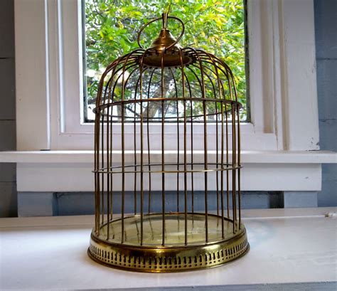 Large Antique Solid Brass Bird Cage No Door Round Dome Shaped Floral