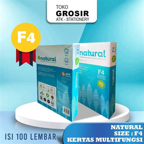 Jual 100 Lembar F4 Kertas HVS Ukuran F4 70 Gsm Natural 100 Lembar