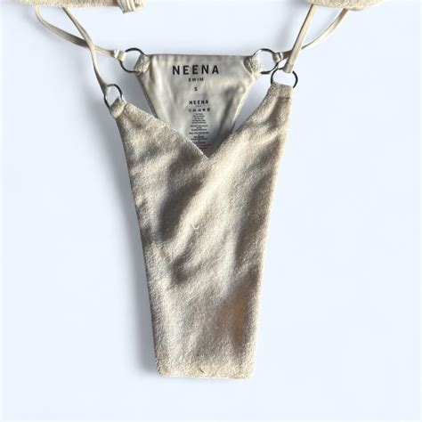 Cream Terry Bikini Set Neena Swim Size Small Top Depop