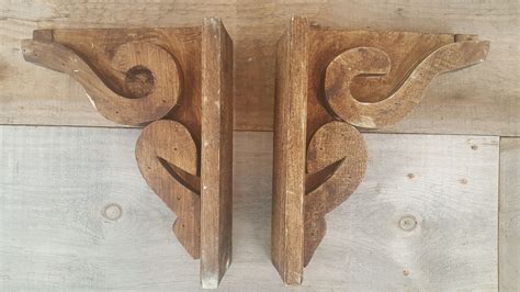 Set Of 2 Rustic Wooden Corbels Great For Shelving Doorways Or As