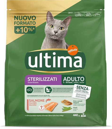 Ultima Cibo Per Gatti Sterilizzati Adulti Con Salmone 440g Amazon It