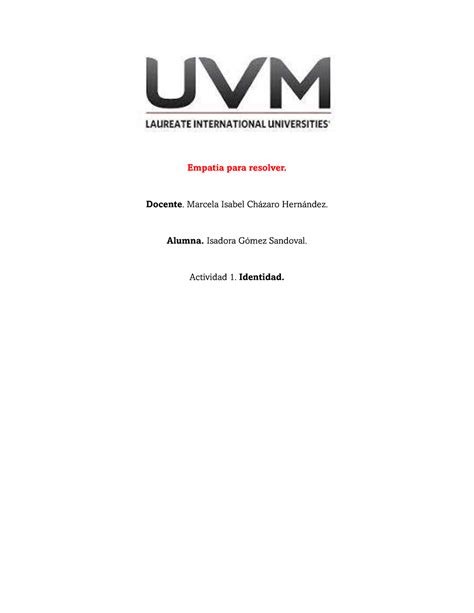 Act 1 identidad Empatía para resolver Docente Marcela Isabel