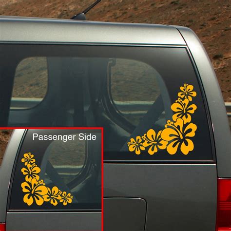 Hibiscus Flower Corner Vinyl Decals Set Of 2 Decals Fits Car Etsy