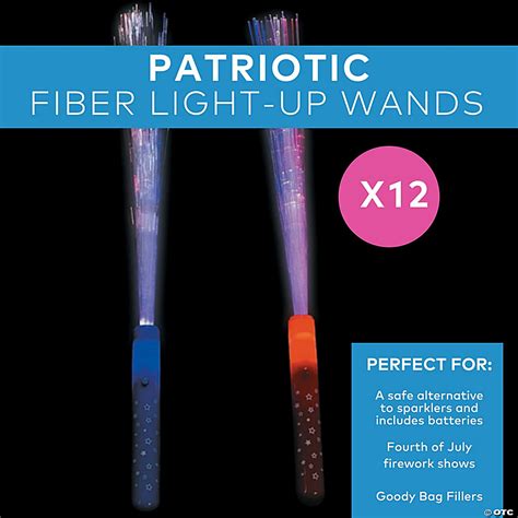 14 Patriotic Fiber Optic Red White Blue Light Up Wands 12 Pc