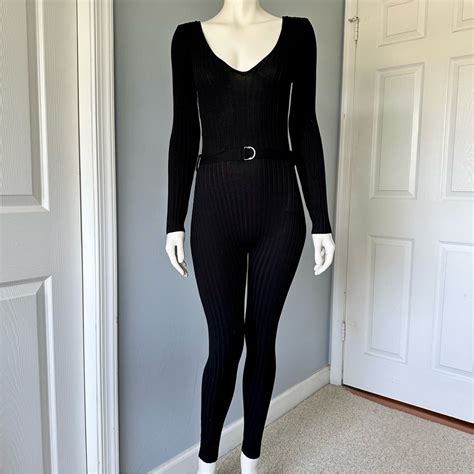 Naked Wardrobe Ribbed Catsuit Bodysuit Gem