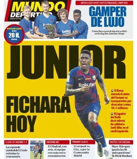 La Portada Del Diario Mundo Deportivo 04 08 2019