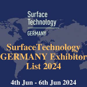 SurfaceTechnology GERMANY Exhibitor List Buy At 200