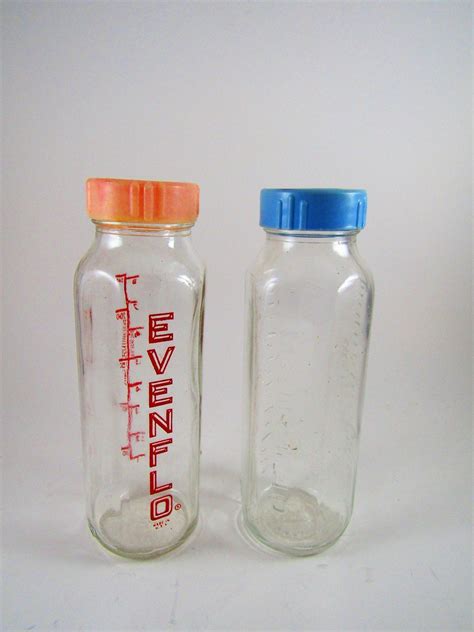 2 Vintage Evenflo Glass Baby Bottles 8oz