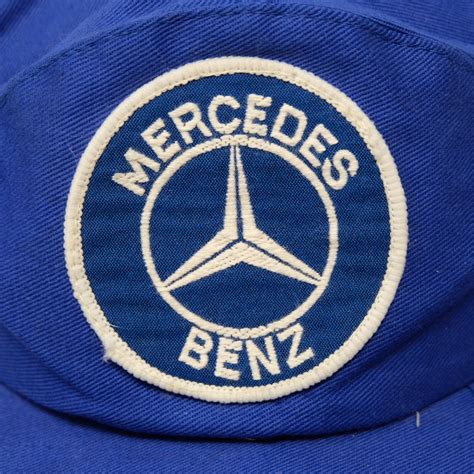 Rare Vintage Mercedes Benz Og Logo Patch Striped Brim Gem