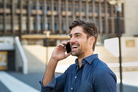 Man Talking Over Phone Outdoor Stock Photo By Rido Photodune