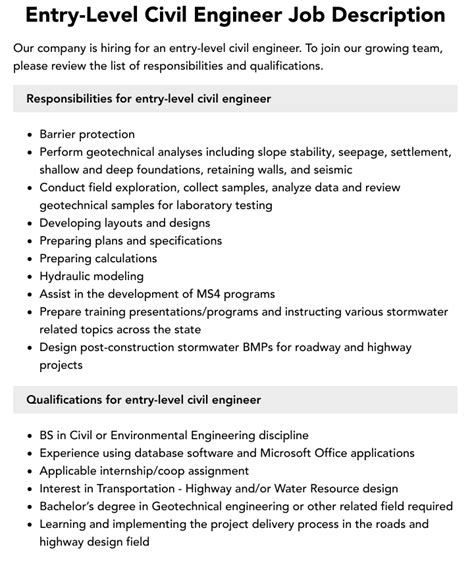 Entry Level Civil Engineer Job Description Velvet Jobs