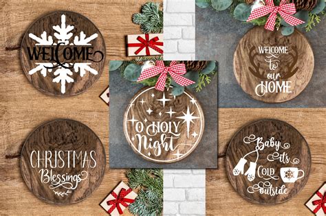 Christmas Round Signs Svg Bundle 20 Svg Holiday Door Hanger Etsy