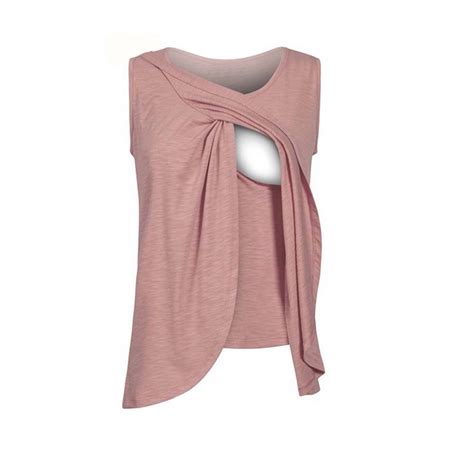 Gakvov Breastfeeding Nursing Tops For Women Maternity Shirts Sleeveless