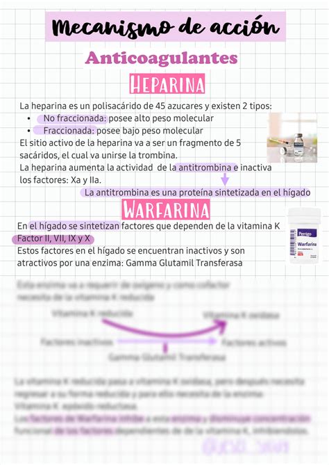 SOLUTION Mecanismo De Acci N Anticoagulantes Y Antiagregantes