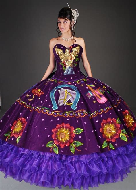 Charra China Poblana Purple Quinceanera Dress 10100pr Vestidos Charros De Xv Vestidos De