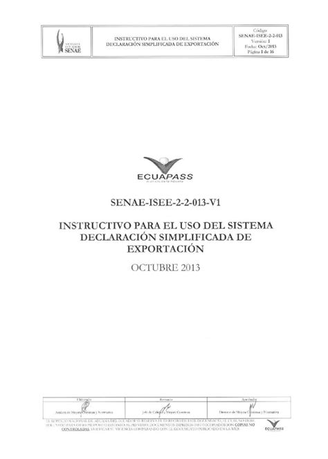 PDF SENAE ISEE 2 2 013 V1 INSTRUCTIVO PARA EL USO DEL SISTEMA