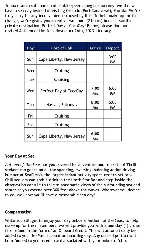 Anthem of the Seas itinerary changes - Royal Caribbean News and Rumors ...