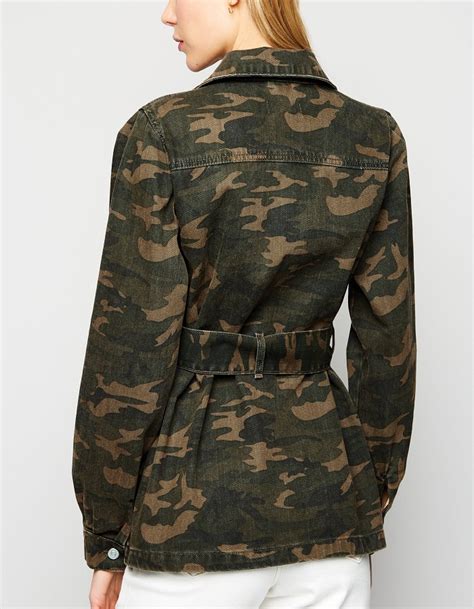 Women's Green Camo Belted Lightweight Jacket | AA Sourcing LTD