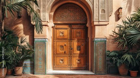 Moroccan doors Arabic architecture Traditional moroccan house entry in brown colors Stock ...